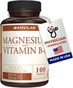 Hořčík a vitamin B6 - Pomáhá udržovat svalové zdraví - podporuje mozkové zdraví a nervové funkce - Pomáhá denní vitalitě a kvalitě spánku - Zotavení Boost - Dietní dodatek - 100 Tablety