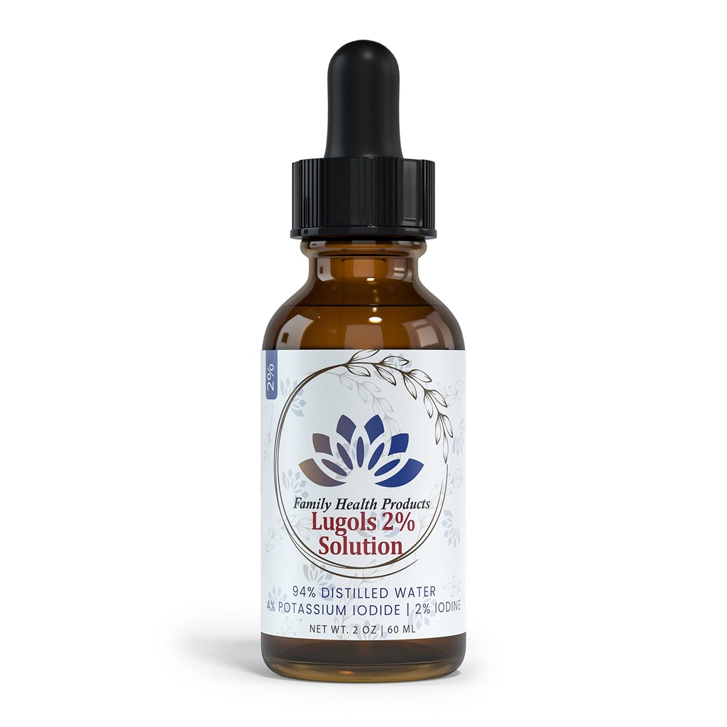 Family Health Products- Lugols Jod Solution 2% Jod Drops Draslík Iodid Solution 2% Liquid Drops, Red, Balení po 1