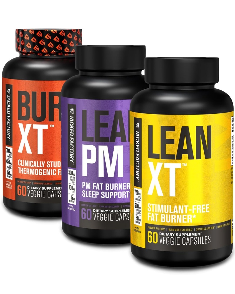 Burn-XT termogenní spalovač tuků, Lean PM noční spalovač tuků & spánková pomoc, Lean-XT kofein zdarma spalovač tuků