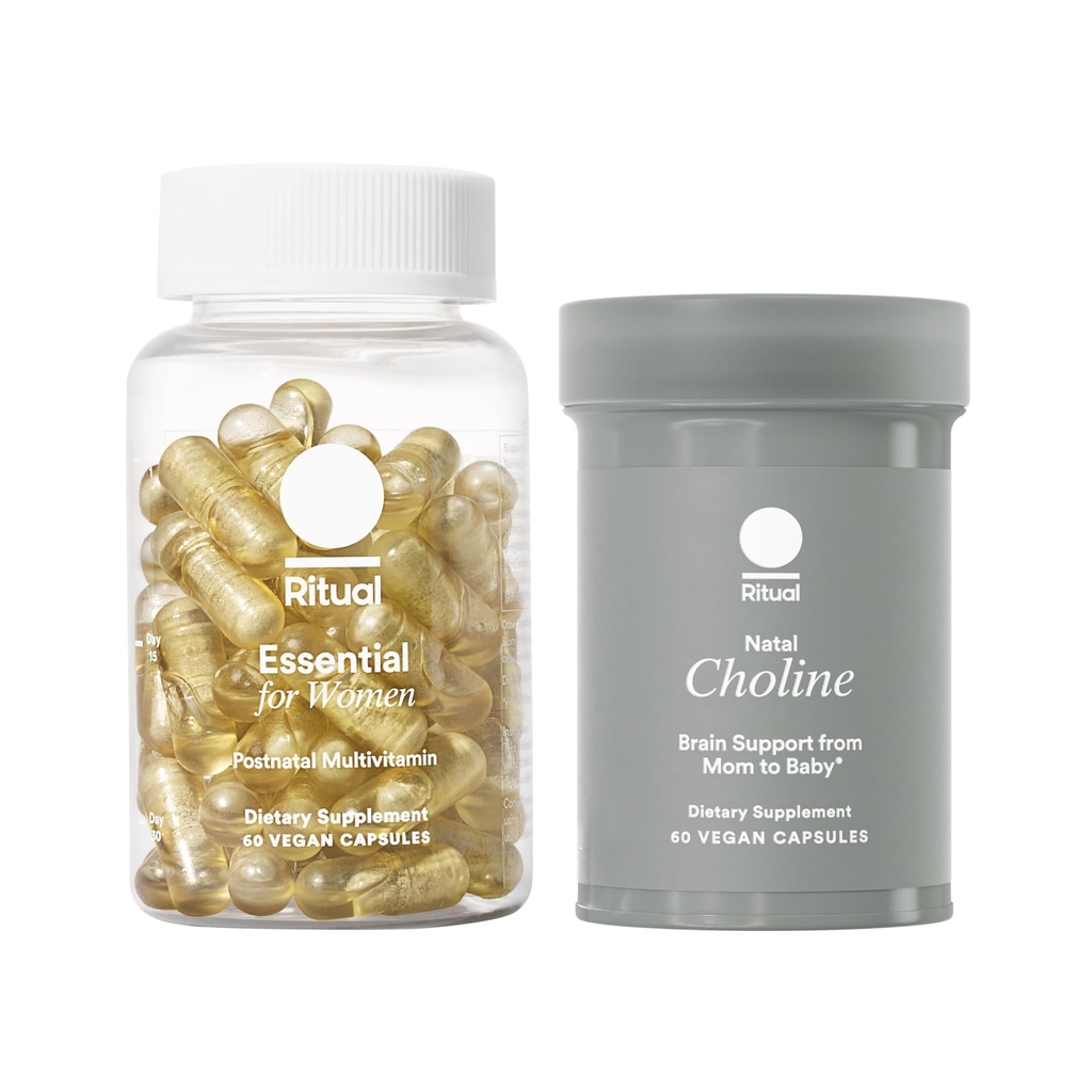 Rituál Postnatální Mom- to - Baby Set, Postpartum Multivitamin a Natal Cholin doplňky, podporuje kojení, imunitní funkce a kognitivní funkce dítěte