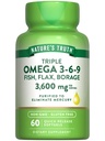 Nature 's Truth Triple Omega 3-6-9 Softgels CLAS124; 3600mg CLAS124; 60 Count CLAS124; Fish, Flax, Brutální oleje CLAS124; Non- GMO & gluten zdarma