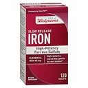 Walgreens Iron Slow Release High potency Ferrous Sulfate 45 mg, Tablets, 120 ea