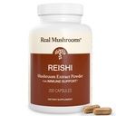 Real Houby Reishi Houba Kapsle - Ručně sebrané organické houby Extrakty - Red Reishi pro klidné denní Wellness s ověřenou Beta Glucans Vegan, Non- GMO, No Grain Fillers, 200 ct