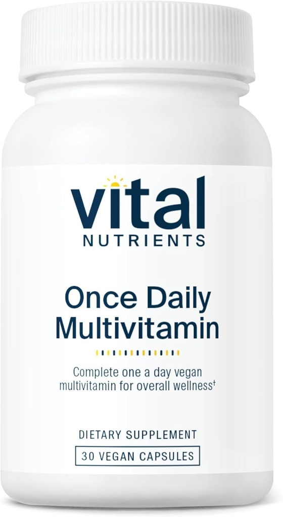Vital Nutrients Jednou denně Multivitamin 124; Vegan Multi pro ženy & Muži 124; Alergen- Free Ibrahim 124; 19 Essential Vitamíny + Antioxidanty pro oční a srdeční zdraví 124; Gluten, Dairy & Soy- Free Ibrahim 124; 30 Kapsle