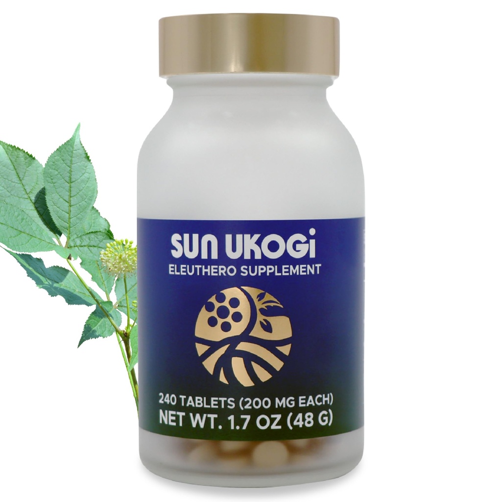 Sun Chlorella Sun Ukogi Eleuthero Root 200 mg Sibiřský ženšen Dodatek - Přírodní Adaptogen Well Being & Endurance Dodatek pro ženy a muže - Non- GMO - 240 Tablety