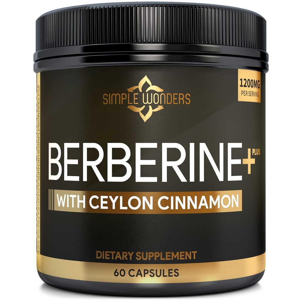 Berberine 1200mg HCL Plus Ceylon Skořice Kapsle - Metabolická a imunitní podpora Dodatek Berberine, AMPK Metabolický Activator Complex, Kardiovaskulární Podpora - Berberine HCL 1200 mg Kapsle