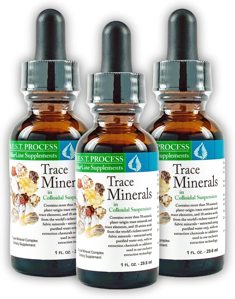 Morter Trace Minerály v koloidní suspenze (3 Pack) Morter HealthSystem Best Process Alkalin - Nutrient Dense Trace Elements, Fulvic Minerals & Amino Acids