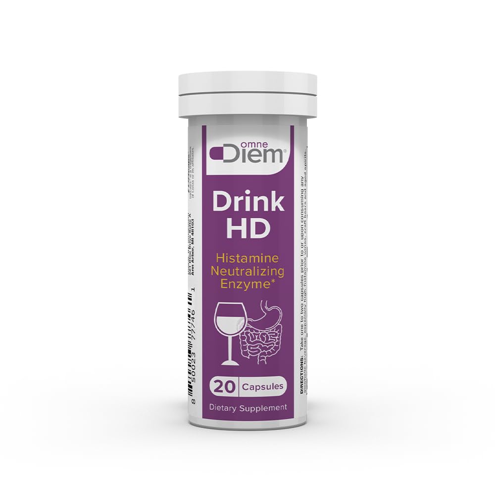 OmneDiem Drink HD Dietní dodatek: Přírodní Histamin Neutralizace a trávení enzym - Diamin Oxidáza DAO, 20 Kapsle