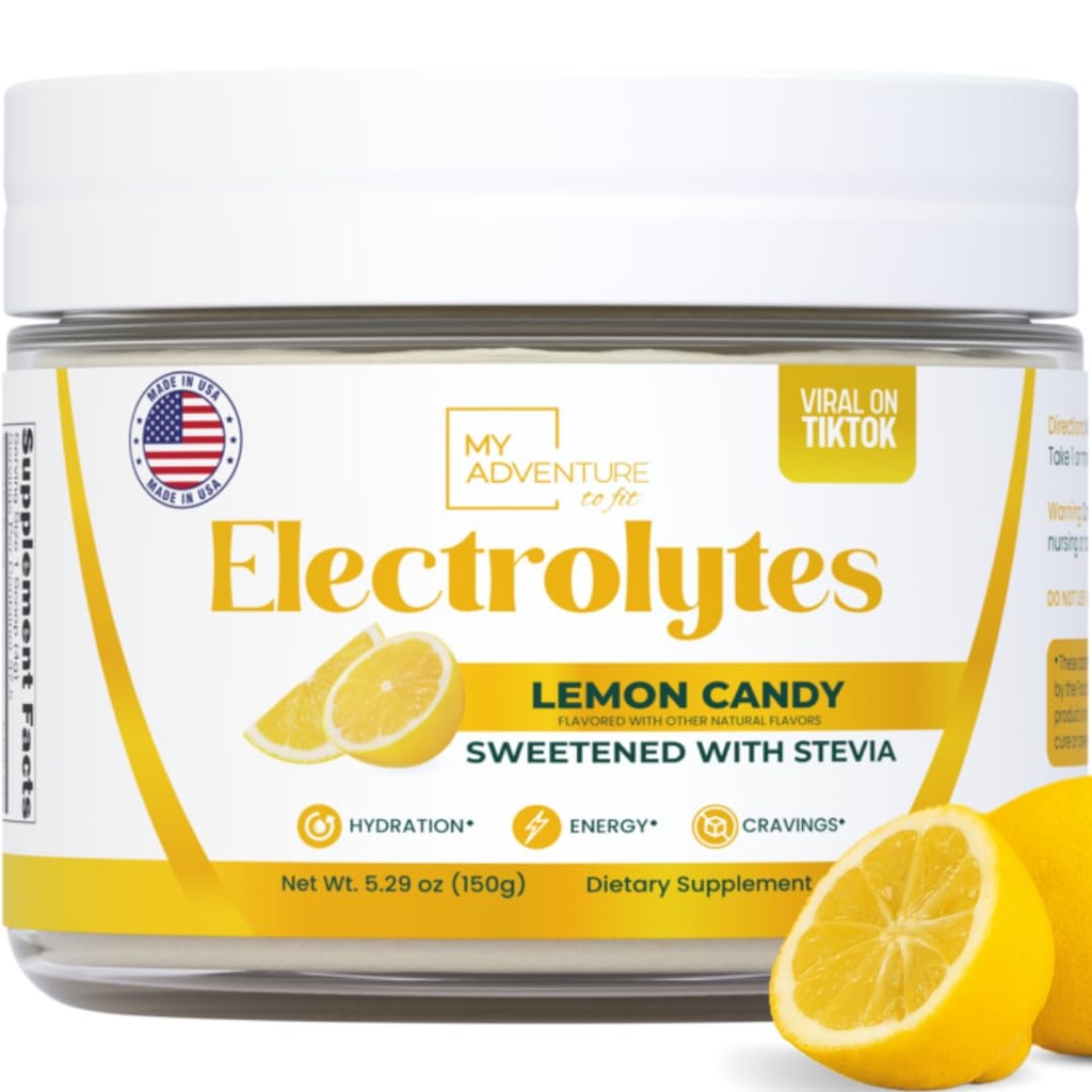 Nulový cukr - Lemon Candy Electrolytes Powder - Refreshing Hydration - Kofein Free Energy with All Natural Ingredients - Vegan, Keto & Paleo - Sugar Free Electrolytes Powder Drink Mix - 37 Servings