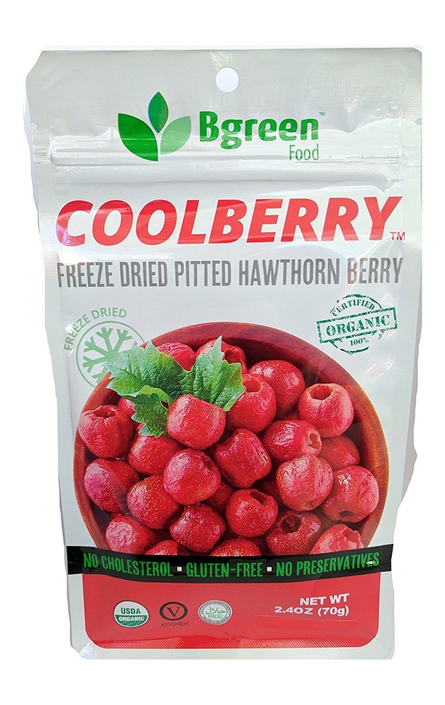Bgreen- Organic Freeze Sured Hawthorn Berry, USDA Organic, Tea Infusion, Smoothie, Superfood