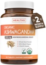 USDA Organic Ashwagandha Dodatek - High Potency Ashwagandha Pills Made with Organic Black Pepper for Enhanced Absorption - Vegan Non- GMO Made in the USA & Lab Ověřené (2 měsíce dodávky)
