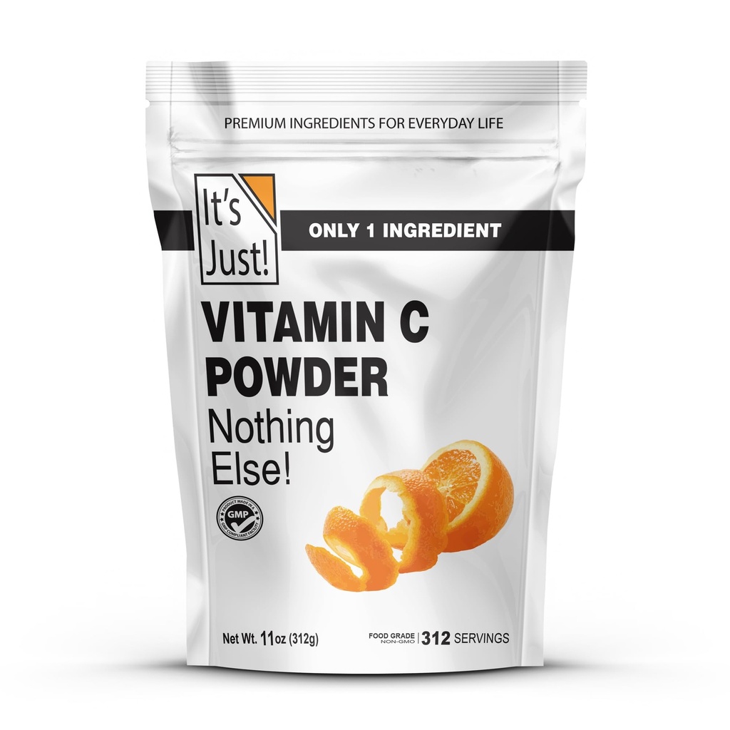 Je to jen! - Vitamin C Powder, 100% čistá kyselina L-askorbová, třída potravin, imunitní podpora, domácí kosmetika (11oz)