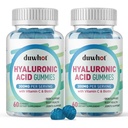 Hyaluronické kyselé gumy, Hyaluronické kyselé doplňky s vitaminem C & Biotin 5000mcg pro pleť, vlasy, nehty zdraví, spojky doplňky pro ženy a muže, nízký cukr, Vegan, Non- GMO, 60 Počet