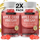 Topux Apple Cider Ocet Gummies - 1000mg ACV s B12, Beet Root, Granátová sůl pro imunitní systém, Detox & Cleanse, Gummy Alternativa k Apple Cider Ocet Kapsle, pro ženy 2X Pack