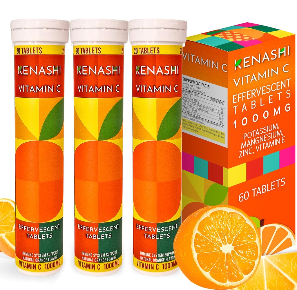 Vitamin C Effervescente Tablety 1000mg se zinkem magnezitu Vitamin E & Draslík Vitamina C Efervescente 60 Tablety 3 balení Vitamina C