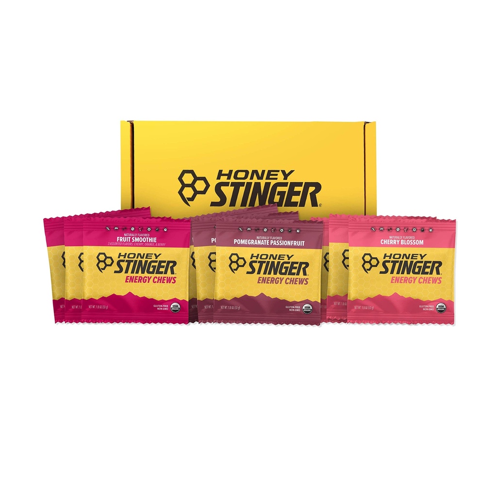 Med Stinger Organic Energy Chew Variety Pack 124; 3 Pack Každý z ovoce Smoothie, Granátové ovoce a třešňové květy 124; Gluten zdarma & kofein zdarma 124; Sportovní výživa pro všechny cvičení