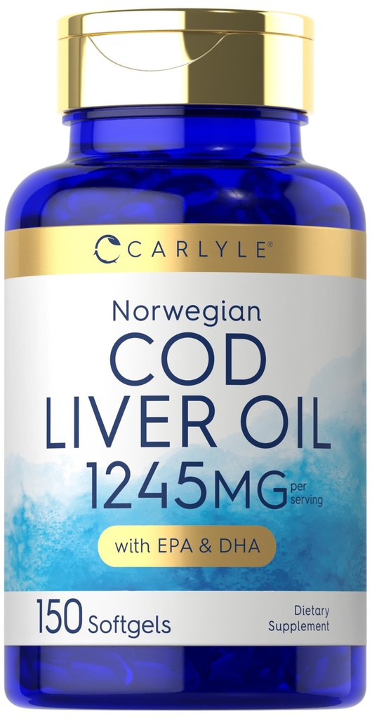 Carlyle Norské Cod Jaterní olej 124; s EPA & DHA PHARMAD124; 1245mg PHARMAD124; 150 Softgels PHARD124; kapalné kapsle 124; Non- GMO & Gluten zdarma dodatek