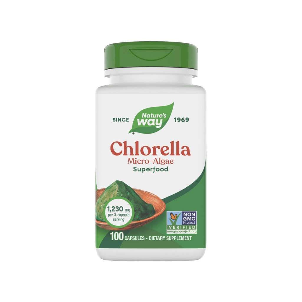 Přírodní způsob Chlorella Micro- Řasy, Superfood, Podporuje Antioxidant Pathways *, 1,230 mg na 3-Capsule Serving, Vegan, Non- GMO Projekt ověřen, 100 Kapsle (Balení květen Vary)