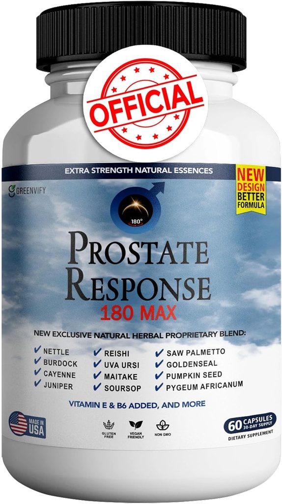 Odpověď na prostatu 180 Max Prostate Formule doplňky pro muže Kapsle, Zdravotní doplňky - Maximální síla, Všechny přírodní na podporu normální a zdravé funkce (1)
