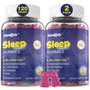 Melatonin Bezspánkové Gummie pro dospělé, Cukr Volný Spící Gummy Ne Melatonin, Přírodní klid Glycinát Magnesium, L-tryptofan, L-Theanine, GABA, Ashwagandha, Valerian, 120cts