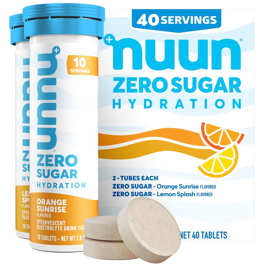 Nuun nulový cukr Hydratace Electrolyte Tablety - sodík, draslík, chlorid, vápník, hořčík, lehké a lahodné ovocné příchutě, bez cukru, gluten zdarma, Vegan, smíšené Citrus 4 balení (40 Služeb celkem)
