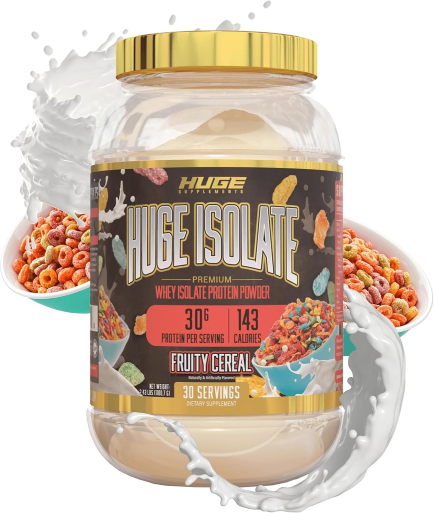 Obrovské doplňky izolát protein prášek - 30g protein per serving, rychlé trávení, 14.5g esenciální aminokyseliny (30 Serings) (Ovocné cereálie)
