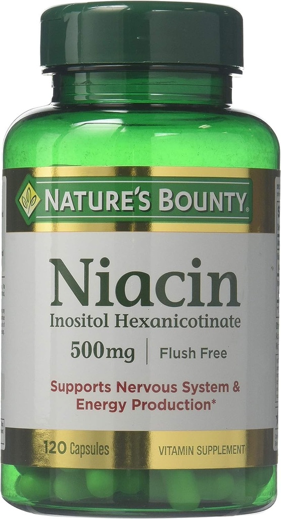 Nature 's Bounty Flush Free Niacin 500 Mg, 240 Kapsle (2 x 120 Count Bottles)