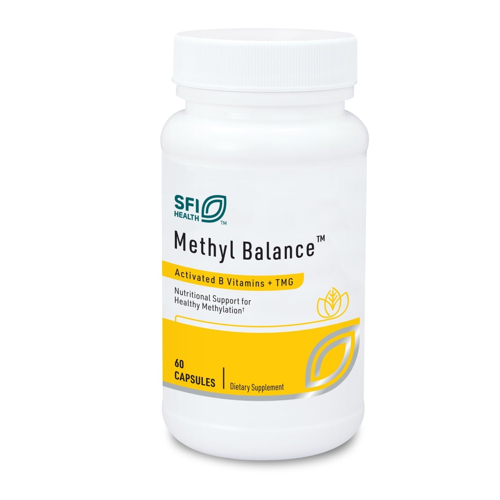 Klaire Labs SFI Health Methyl Balance - Activated Vitamin B + Trimethyglycin Dodatek - Metafolin methyl folát, Betaine TMG, Vitamin B2, B6 & 12 - Podpora zdravé energetické hladiny (60 Kapsle)