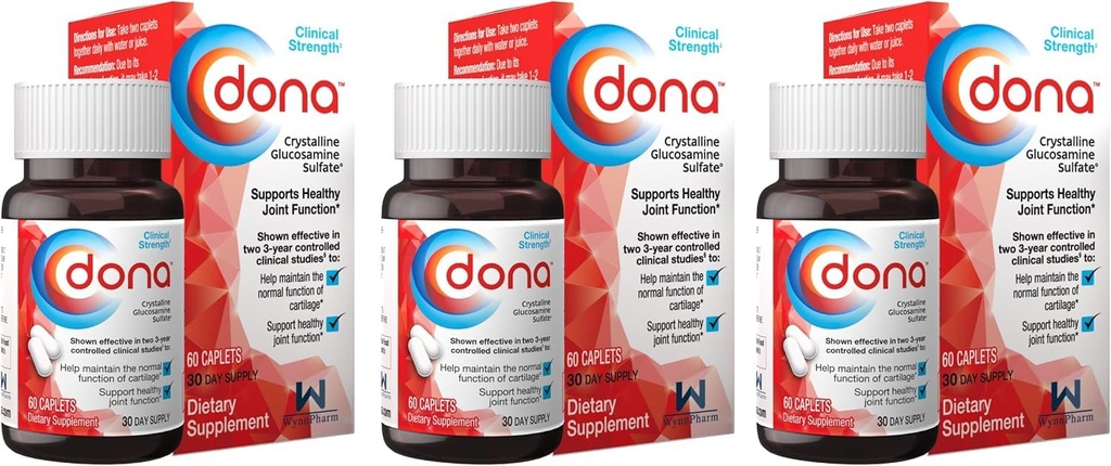 DONA Crystalline Glucosamine Sulfát 60 kaplet (3 balení) F