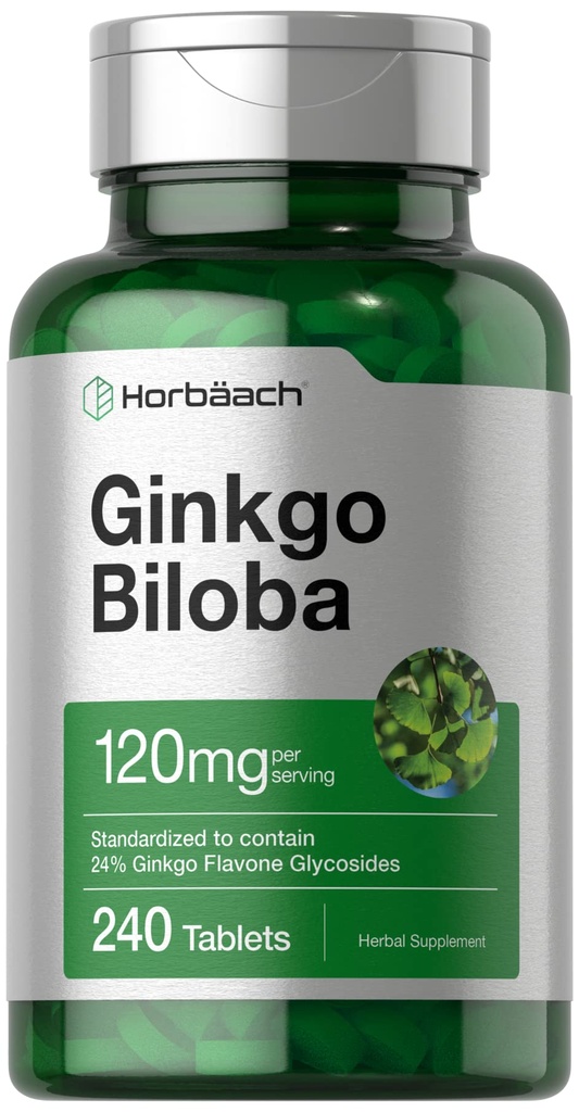 Horbäach Ginkgo Biloba dodatek 124; 120mg FLAND124; 240 tablet FLAND124; Standardizovaný Herbal Extract FLAND124; Flavone Glycosids FLAND124; Vegetarian, Non- GMO, a gluten zdarma