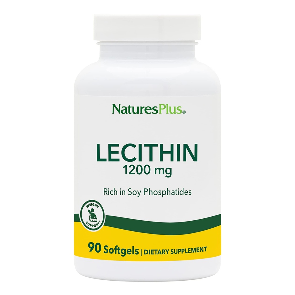 NaturesPlus Lecithin - 1200 mg, 90 Softgels - Bohaté na Soy fosfatidy - gluten zdarma - 90 Služeb
