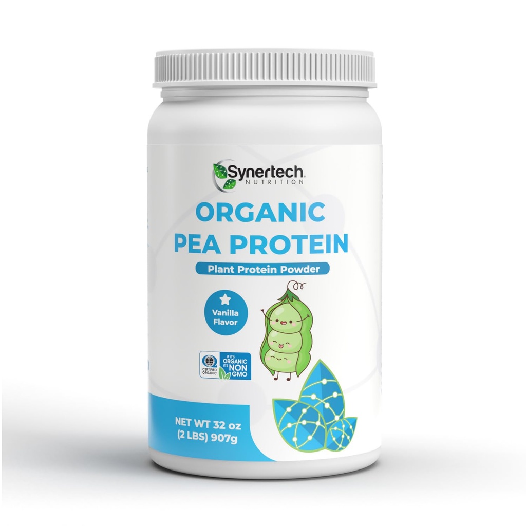 Vegan Vanilla Ochucené Plant- Based Pea Protein (2lbs) CUR 124; Non-GMO, Certified Organic