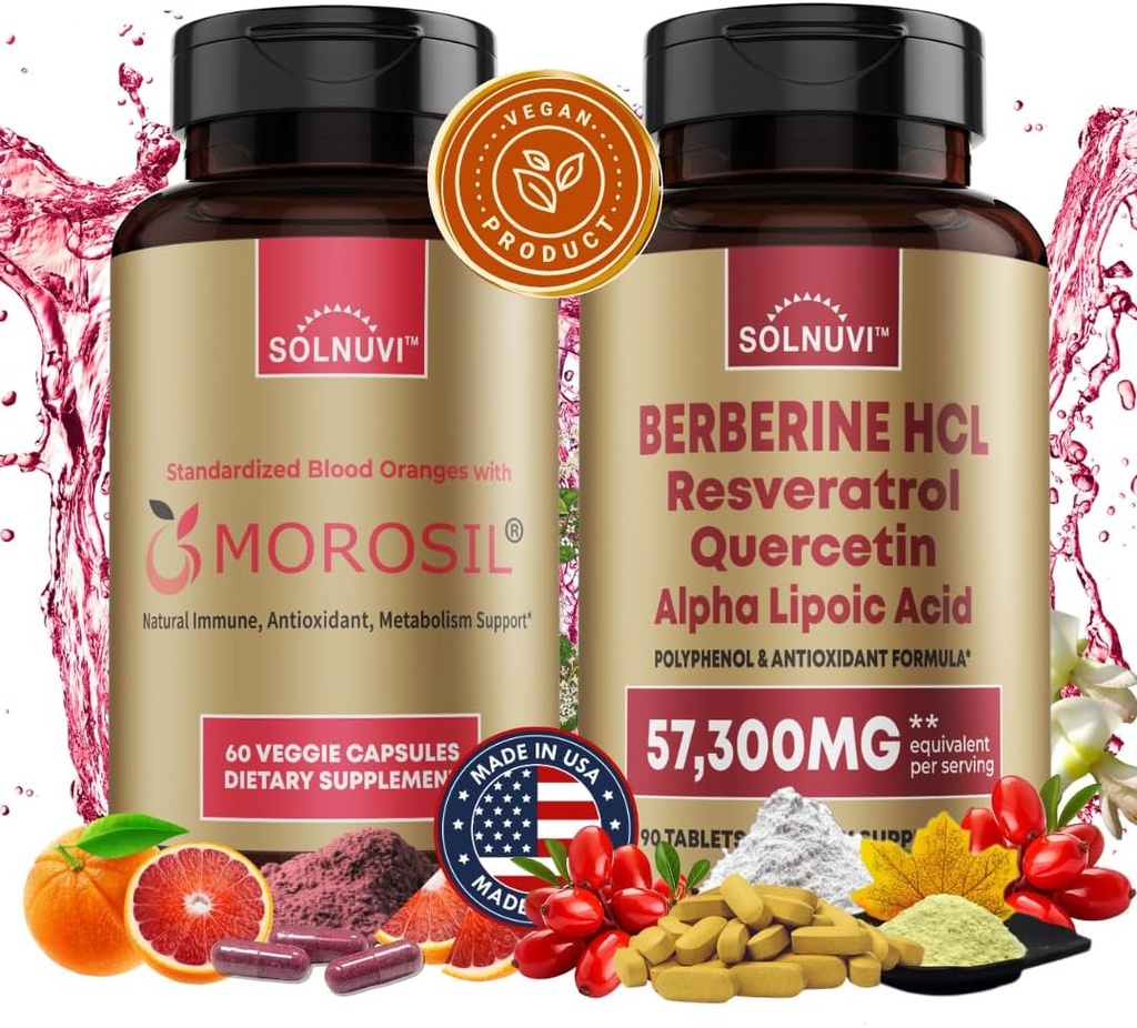 Vše v jednom metabolizmu Bundle - Morosil & Berberine Komplex s Resveratrol Quercetin Alpha Lipoic Acid - Antioxidant, Vitalita, Wellness Support - Non- GMO, gluten- Free, Vegan dodatek