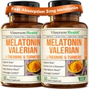 Melatonin Sleep Aid with L Theanin & Valerian Root - Kurkumin kurkumin se zázvorem & Black Pepper - L- Theanin & Melatonin 3 mg pro spánek, klid a stres Relief - 2 Pack
