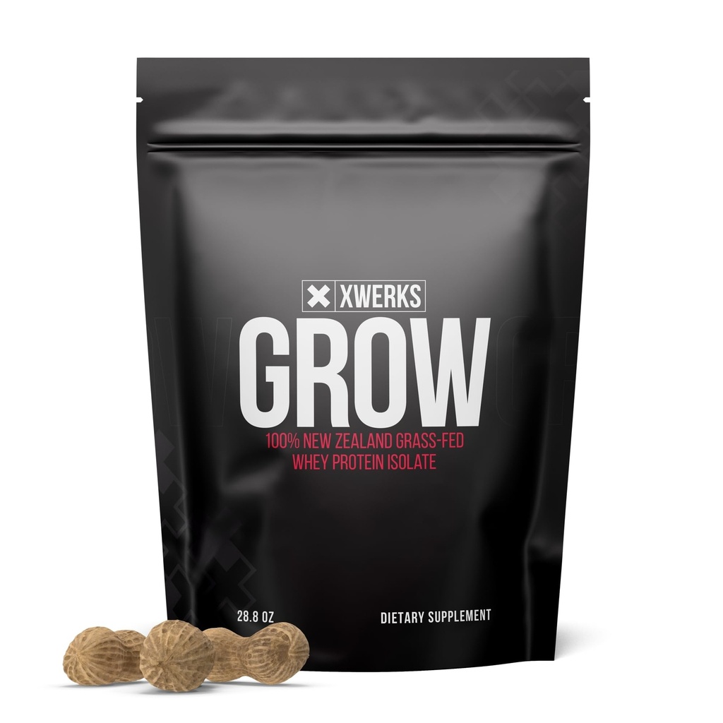 Xwerks růst 100% Nový Zéland Tráva Fed syrovátkový protein, 23g čistý izolát protein prášek Per Serving, všechny přírodní paleo a Keto Friendly, Soy zdarma gluten zdarma snadno digest, arašídové máslo, 30 Služeb