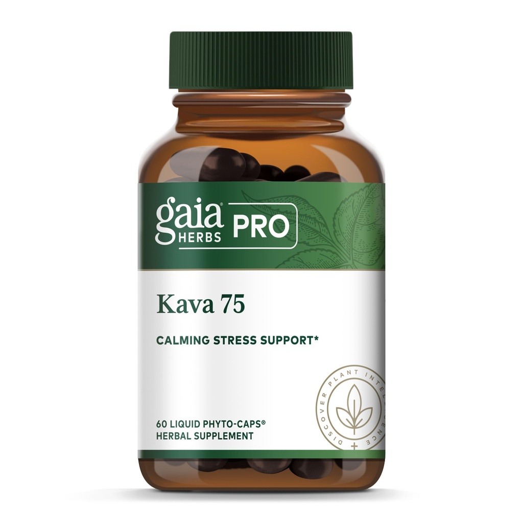 Gaia Herbs PRO Kava 75 - Příplatek za podporu stresu - Napomáhá pocitu klidu a relaxace - 60 kapalných fytokapsů