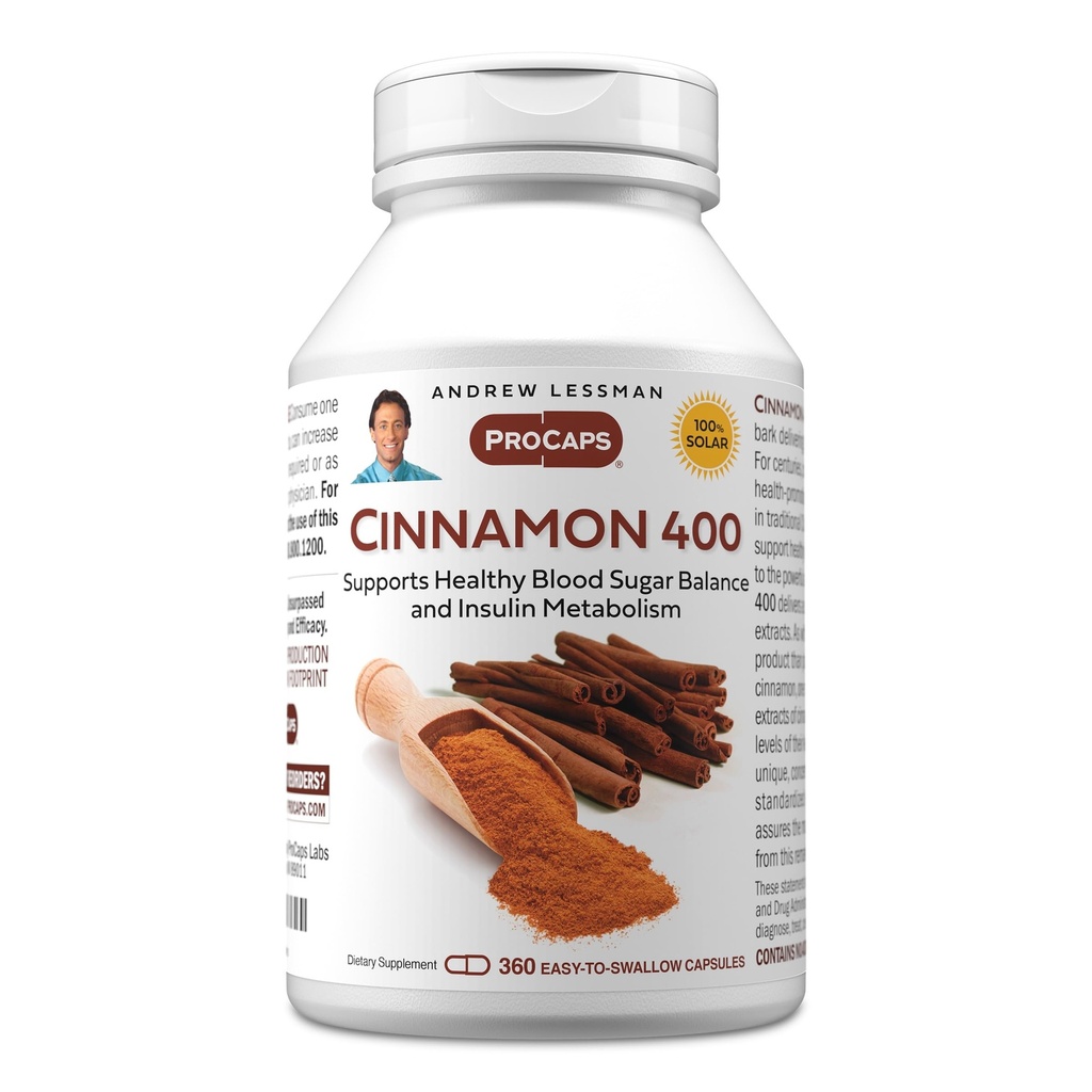 ANDREW LESSMAN Skořice 400mg - 360 Kapsle - Vysoká potence, Standardizovaný extrakt. Žádné přísady. Snadné spolknutí tobolky