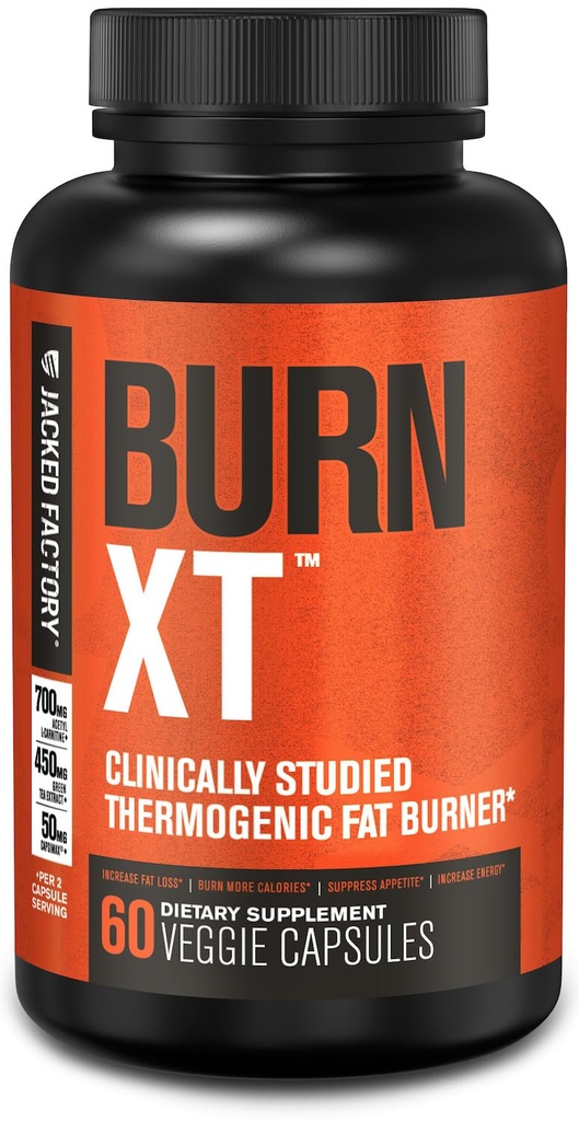 Jacked Factory Burn-XT Klinicky studovaný tuk Burner & Weight Loss Supplement - Appetite Suppressant & Energy Booster - s Acetyl L- Carnitin, Green Tea Extract a více - 60 přírodní dietní pilulky