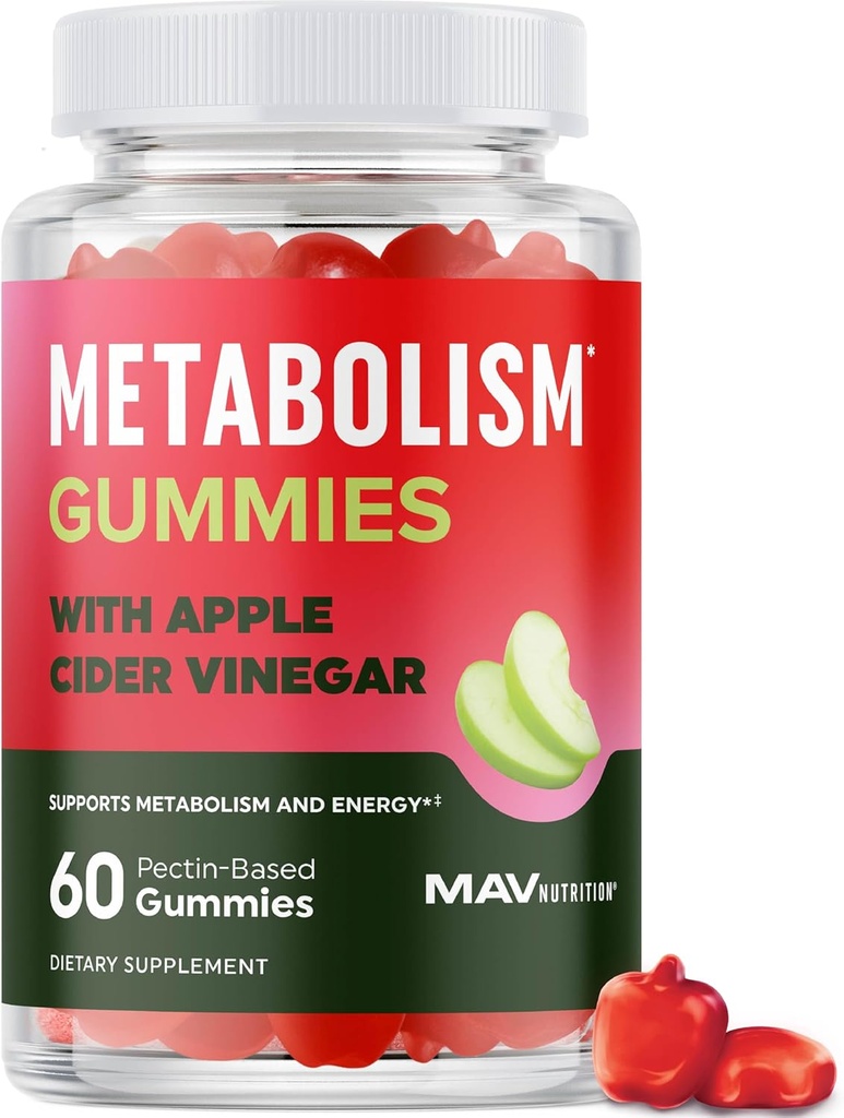 Metabolismus Gummies s jablečným octem 124; Energie, Digestion & Lean Body Mass Support PHAR124; Apple Cider Ocet Gummies s Matkou, B12 & Folate PHAR124; Metabolismus Podpora žen & Muži 124; 60 Ct.