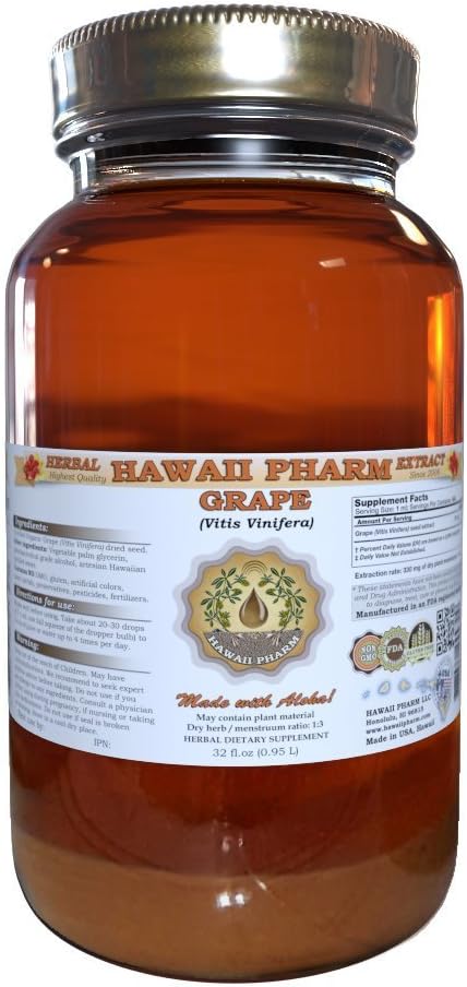 Grape Liquid Extract, Grape (Vitis Vinifera) Seed tinktura dodatek 32 oz Nefiltrovaný