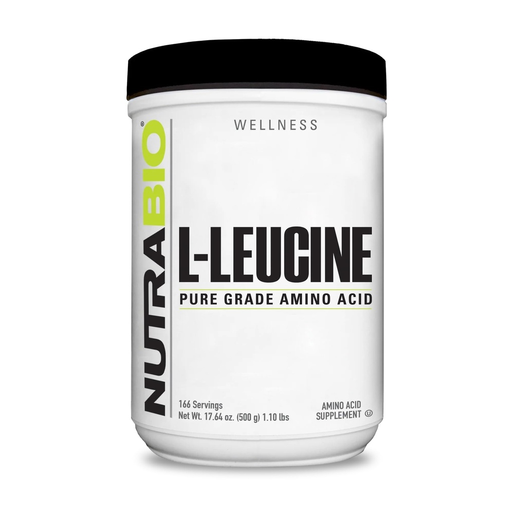 NutraBio 100% čistý L- leucin - Muscle Recovery and Support - Přirozeně fermentované volné formy aminokyseliny - Vegan, Non- GMO, gluten zdarma - (500 gramů)