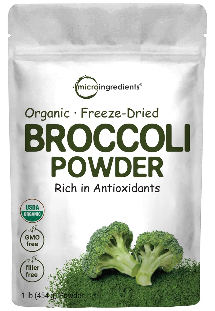 Organická brokolice Powder, 1 libra, Freeze Sured, Obsahuje přírodní DIM (Diindolylmethan), a bohaté na fiber a imunitní vitamín C, Zelené Superfood pro Smoothie & Drinky, Vegan Friendly