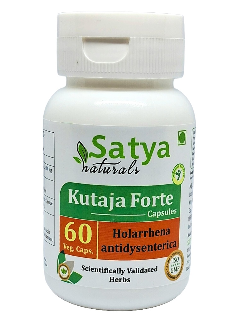 Kutaja Forte Kapsle 500 mg. 60 Veg. Kapsle 124; Kutaja (Holarrhena Antidysenterica) Extract Kapsle pro muže a ženy 124; Ayurvedic Herbal Supplement / Remedies IR 124; 10: 1 Forte (1 lahvička 60 Kapsle)