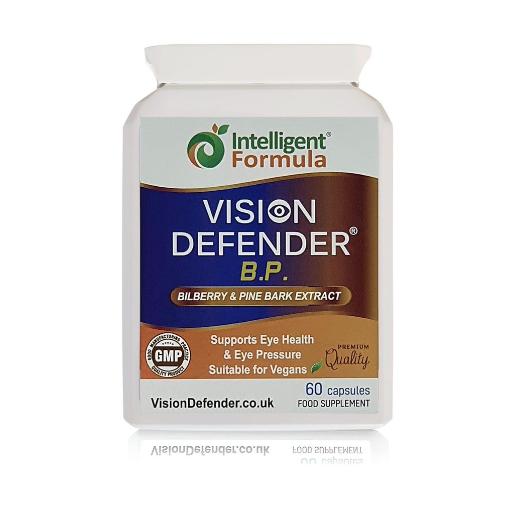 Vision Defender BP Oční dodatek: Bilberry a Pine Bark Extrakts for Eye Pressure and Eye Health Support (60 Vegan Kapsle)