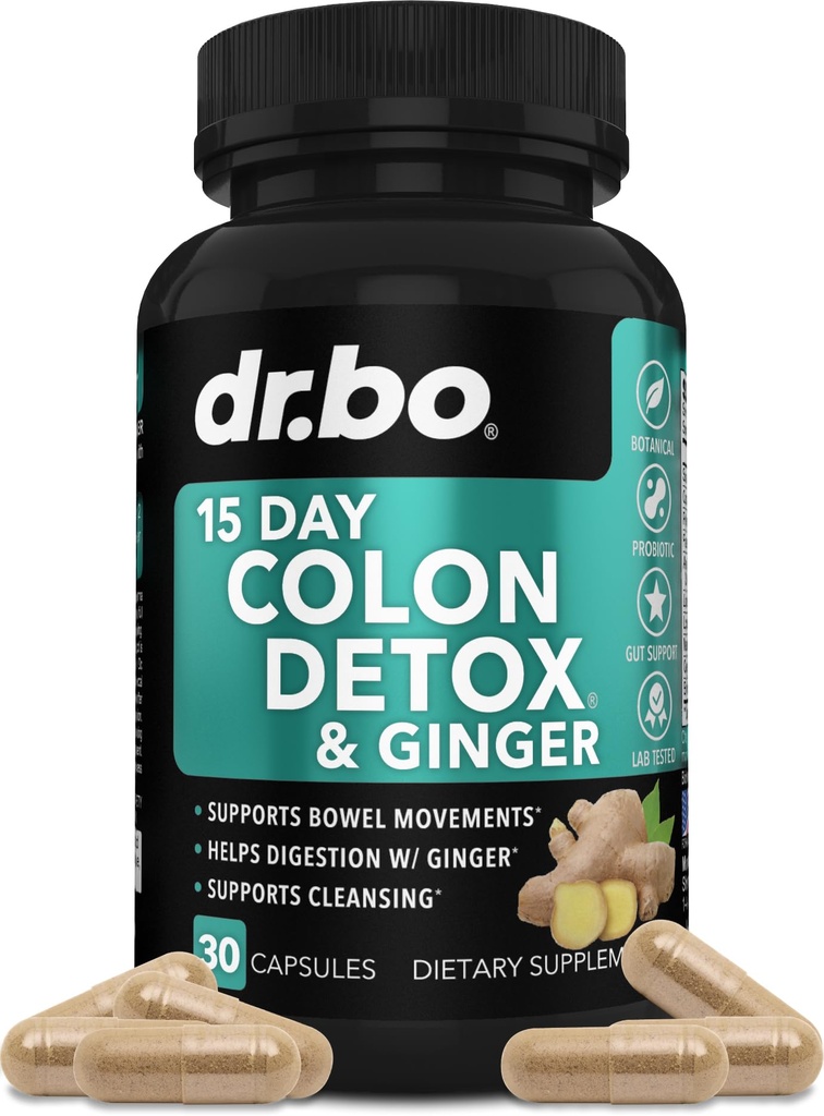Colon Cleanser Detox pro Váha Flush - 15 den Colon čisticí pilulky se zázvorem - Rychlé přírodní laxativní, zácpa Reliéf, Bowel Hnutí doplňky pro střevní žaludek Bloating Gut Loss Podpora
