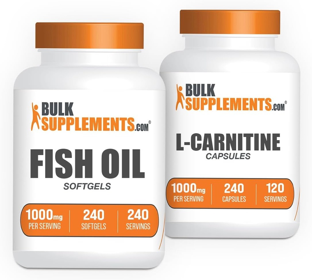 BulkSupplements Fish Oil 1000mg Softgels + L- karnitin Kapsle Bundle