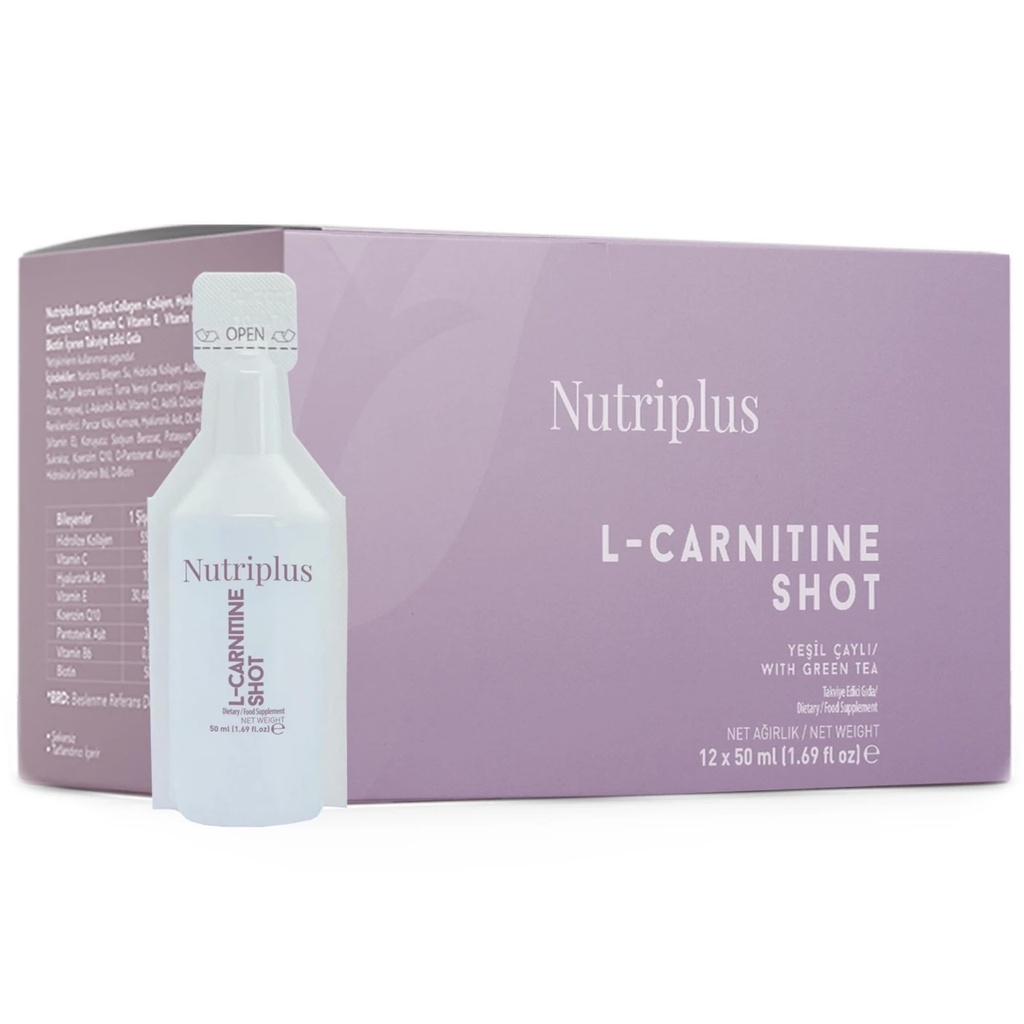 FARMASI Nutrition plus ported drink - L- karnitin, 50ml (12 ks) - Energetická podpora, Metabolismus Boost, Vylepšení vytrvalost, Denní nápoj, doplňky