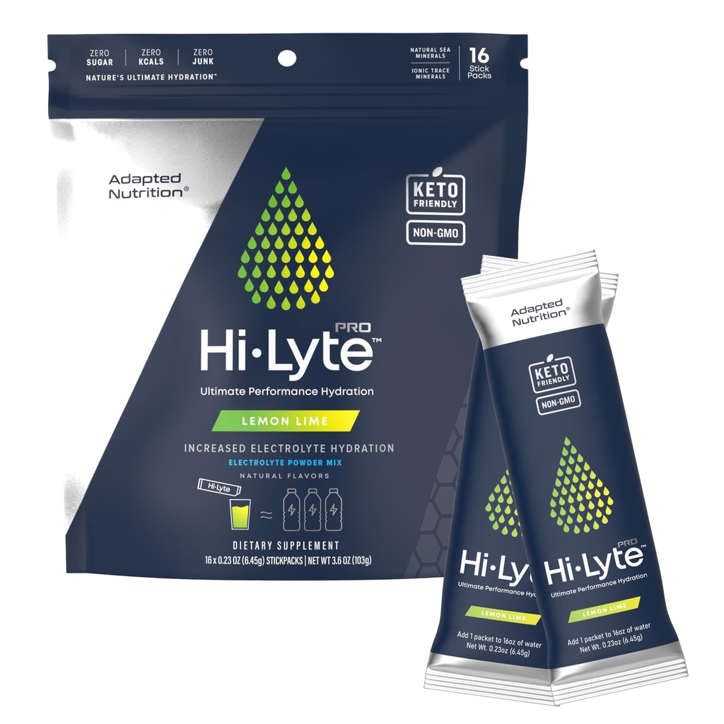 Upravená výživa Hi- Lyte Pro Hydration Packets - 16 Individuální nápoje Packets 124; Lemon Lime 124; Ochucené Electrolyte Powder 124; Sugar- Free, Zero Carb, Zero Calorie
