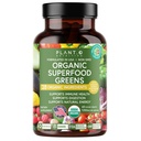 Plant.O Organic Super Green [Ovoce a Veggie dodatek] Vysoké absorpční antioxidanty ze zeleného prášku s Alfalfa, Beet Root, Tart Cherry pro imunitní podporu, Gut Health, Energie, 60 Veggie Tablety